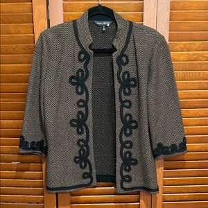 Ming Wang Black and Tan Women's Knit Cardigan